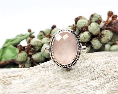 beautiful faceted rose quartz and sterling silver ring uniqu lea yours handmade gemstone