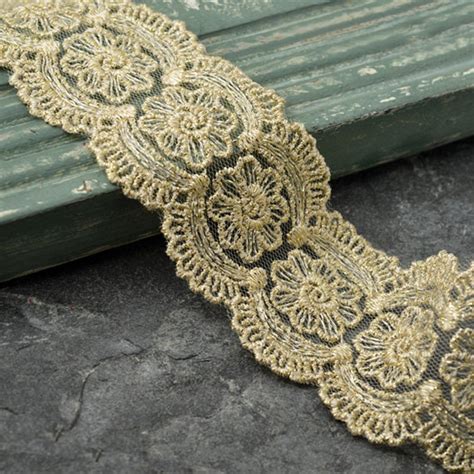 Metallic Gold Thread Lace Trim For Bridal Costume Or Jewelry Etsy