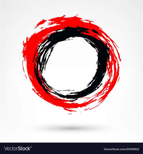 Circle Brush Stroke Black And Red Brushstroke Vector Image