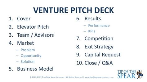 Tip Of The Spear Ventures Pitch Deck 10 Criteria