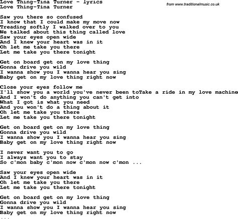 Love Song Lyrics Forlove Thing Tina Turner