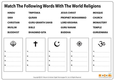 World Religion Worksheet General Knowledge For Kids For