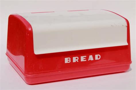 Vintage Lustroware Bread Box In Cherry Red And White Plastic 50s Lustro