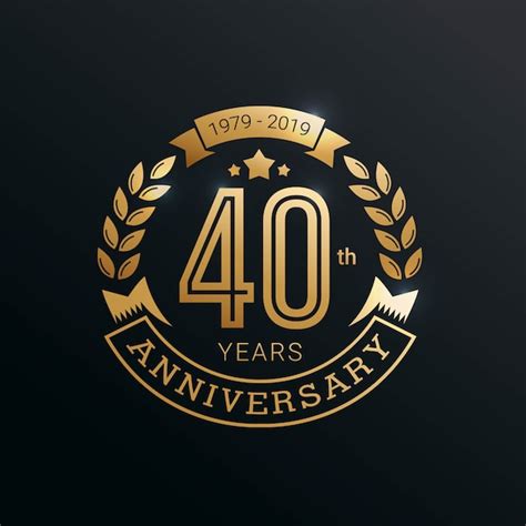 Anniversary Golden Badge 40 Years With Gold Style Premium Vector