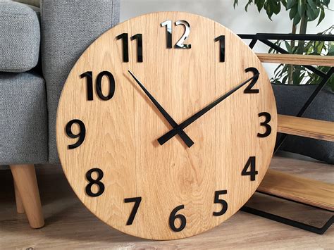 Large Wall Clock Amedeusz Wood Modernclock Silent Clock With Black