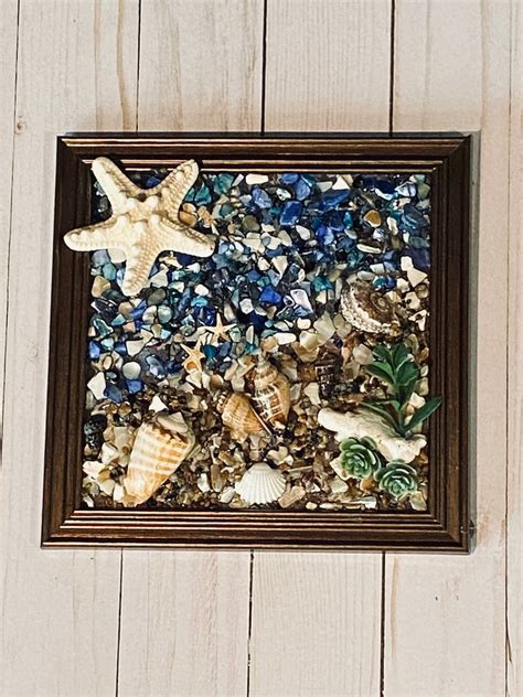 Seashell Mosaic Beach Glass Art Beach Mosaic Beach Window Etsy