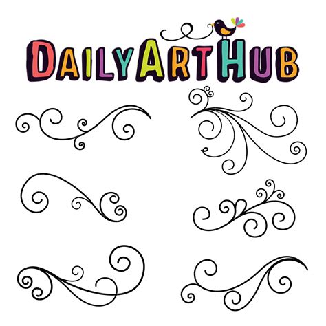Decorative Floral Swirl Vine Clip Art Set Daily Art Hub Graphics