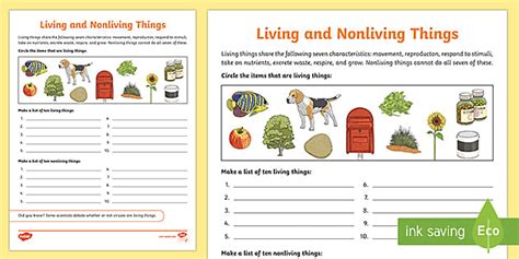 Living And Nonliving Things Worksheets Twinkl Twinkl