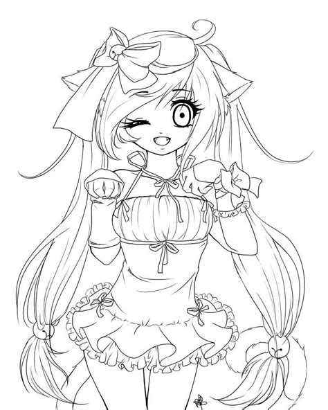 Anime Cat Girl Coloring Pages At Free