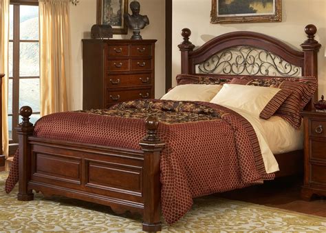 rustic brown cherry finish traditional poster bed woptions