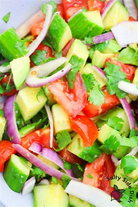 Cucumber Tomato Avocado Salad With Fresh Dressing Easy Side Dishes