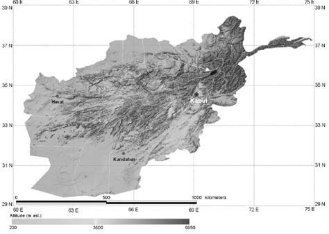 Topographical Map Of Afghanistan Indicating The Area Of The Survey