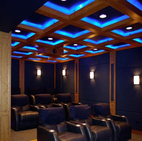 A home theater combines several key components including lighting, proper seats, seat positions, sight lines, control systems, aesthetics, projectors, movie screens and speakers that all work to create that feeling that you are actually involved in what is on the screen. The Good & Bad of Lit-Up Home Theater Ceilings | At home ...