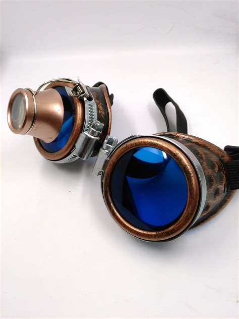 copper steampunk goggles with loupe multi lens mad scientist mad max cyber goggles burning