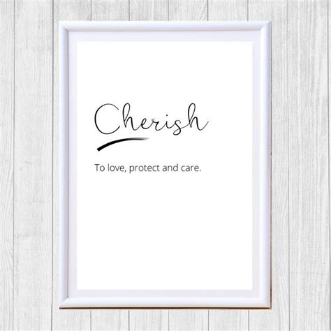 Cherish Print Word Art Inspirational Print Cherish Definition