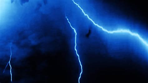 Thunderstorm And Lightning Strikes Blue Lightning Background Video