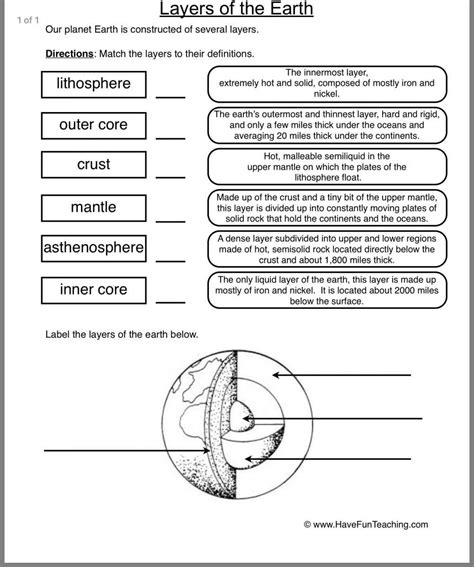 11 6th Grade Layers Of The Earth Worksheet Grade Science
