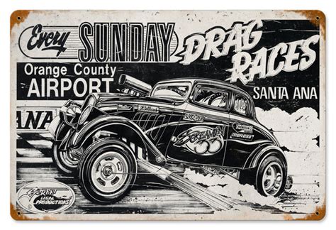 Santa Ana Drag Race Vintage Metal Sign