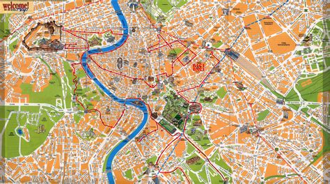 Karten Von Italien Mit Straßenkarte Von Rom Und Sehenswürdigkeiten