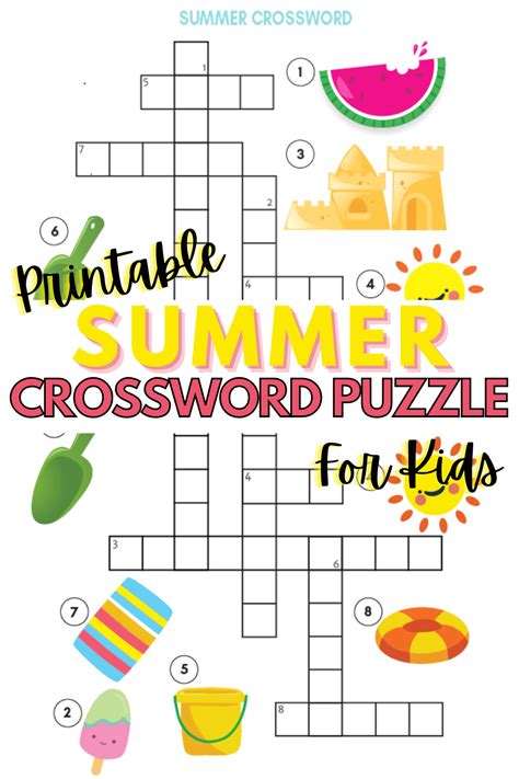 Summer Crossword 4 Free Printable Summer Crossword Puzzles Valery Cain