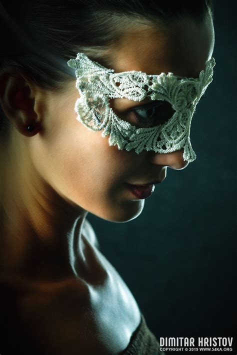 Portrait Of Young Beautiful Stylish Woman In White Lace Mask 54ka