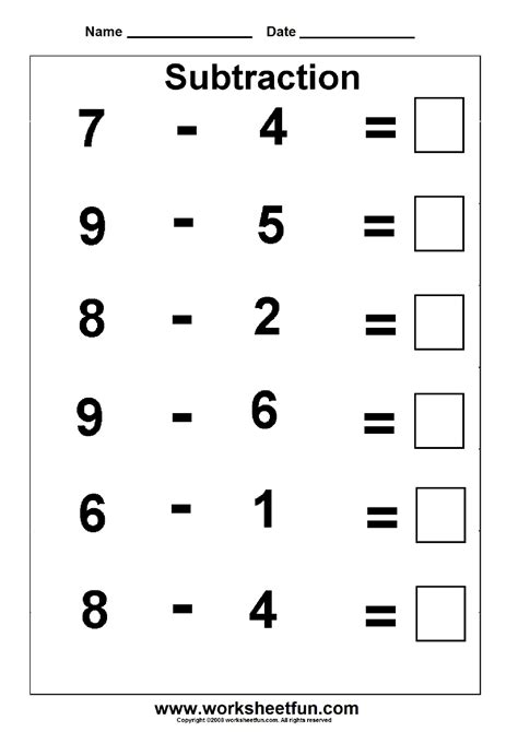 Subtraction 3 Kindergarten Subtraction Worksheets Free Printable