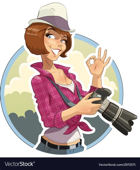 Photographer Girl With Camera Royalty Free Vector Image