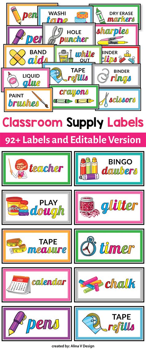 Editable Classroom Supply Labels With Pictures Classroom Supplies