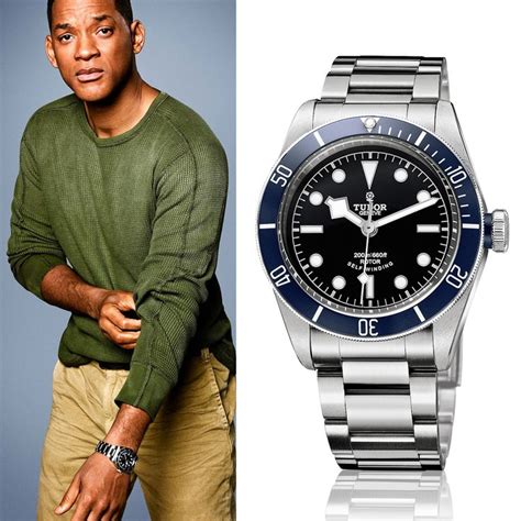 Will Smith Wears A Tudor Heritage Black Bay In Blue On A Stainless