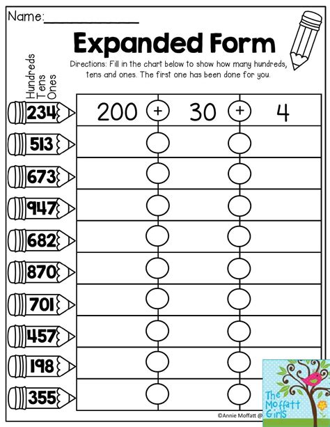 Expanded Form Whole Numbers Worksheet