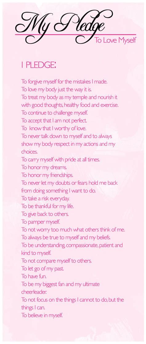 My Pledge To Love Myself Self Affirmations Words