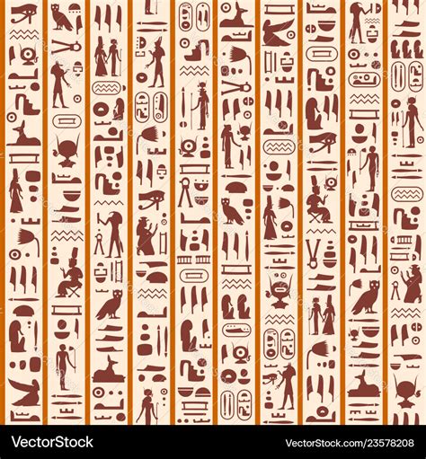 Seamless Pattern With Ancient Egyptian Hieroglyphs