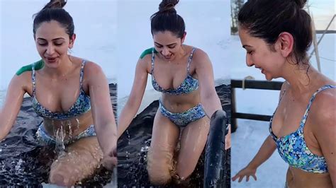 rakul preet singh raises mercury in h0t bikini as she takes a dip ice cold water in minus 15
