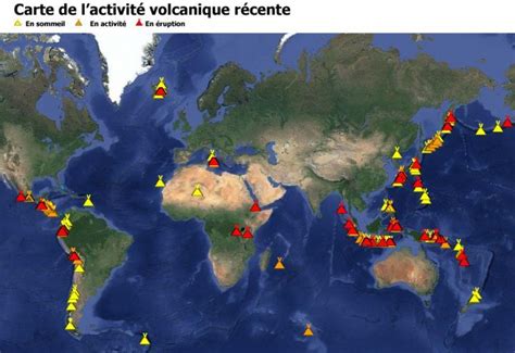 Carte Du Monde Des Volcans Actifs Archives Voyages Cartes