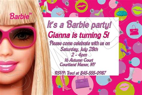 Free Printable Barbie Birthday Invitations