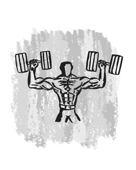 Hand Drawn Body Builder Gym Art Stock Vector Illustration Of Muscles