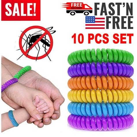 10 Pack Natural Mosquito Repellent Bracelet Wrist Band Bug Insect