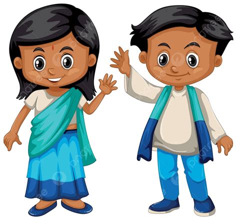 Traditional Costumes Of Sri Lankan Children Outfit Culture Clip Vector
