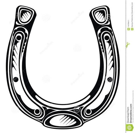 First of all it is because in ancient times metal was very expensive and that is why to find a horseshoe was meaning to be lucky. Hand Drawn Lucky Horseshoe. Tattoo Design Stock Vector ...