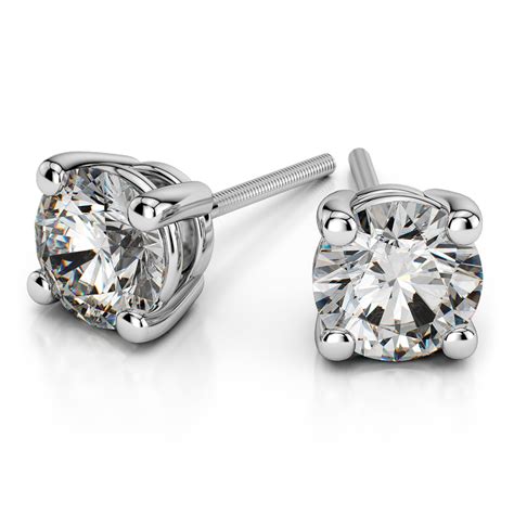 Round Diamond Stud Earrings In White Gold 34 Ctw