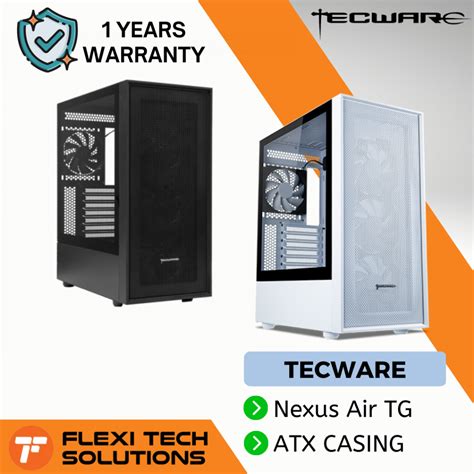 Flexi Tech Tecware Nexus Air Tg Black White Pc Desktop Atx Casing