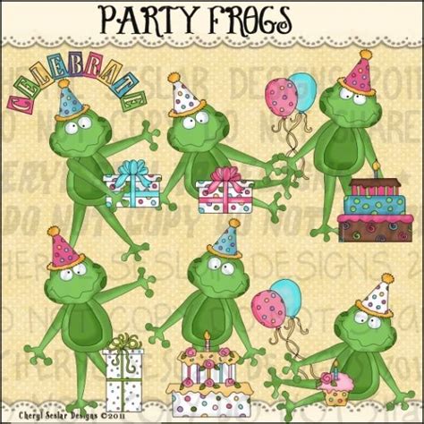 Party Frogs 1 Clip Art By Cheryl Seslar