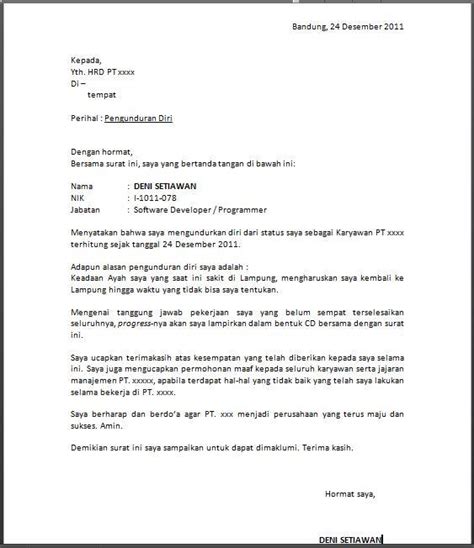 Bentuk Contoh Surat Pengunduran Diri Resign Kerja Yang Baik Dan Benar