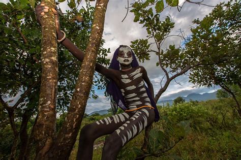 Body Painting Surma Tribe Over The Tree Body Painting Photography