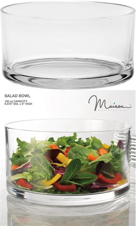 1 High Quality Large Glass Round Salad Bowl Serving Dish 120 Oz Clear For Sale Online