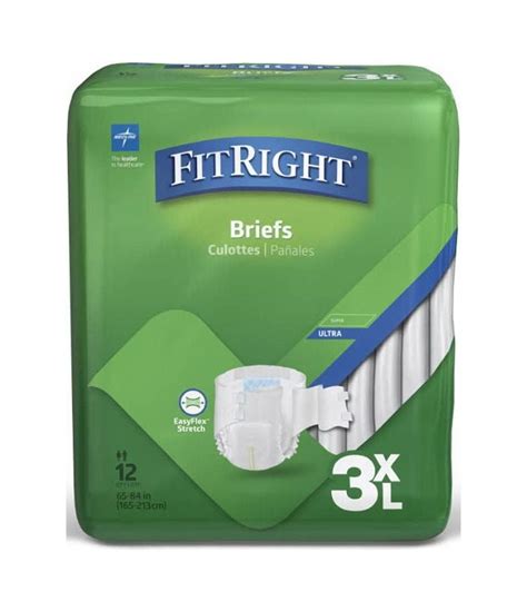 Fitright Bariatric Adult Diapers Heavy Absorbency 3xl 48 Count