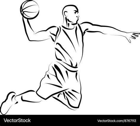 Line Sketch Basketball Player Royalty Free Vector Image
