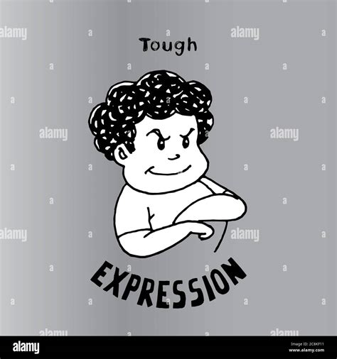 Tough Kid Face Vector Illustration Interesting Cartoon Character Used