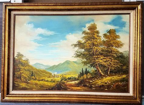Vintage Signed Impressionist European Landscape Oil Painting On Canvas