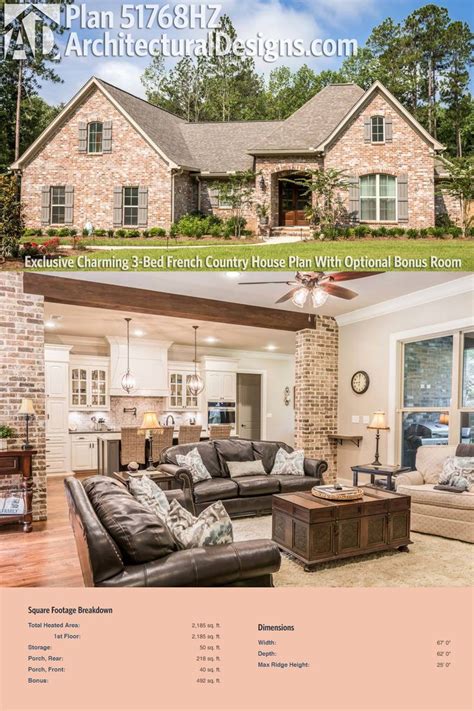 Southwest style house plan 82413 with 3 bed, 3 bath, 2 car garage. Plan 51768HZ: Exclusive Charming French Country House Plan ...